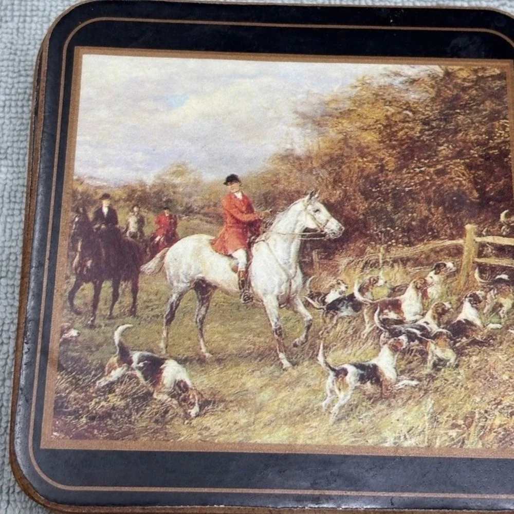 VTG Set 6 Pimpernel Placemats Cork‎ Backed English Fox Hunt/Equestrian New